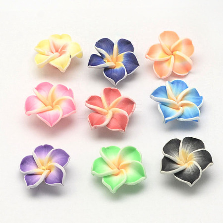 Handmade Polymer Clay 3D Flower Plumeria Beads CLAY-Q192-30mm-M-1