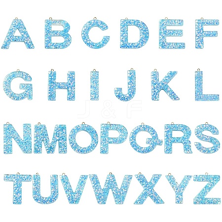 26Pcs 26 Styles Transparent Epoxy Resin Pendants CRES-YW0002-28J-1