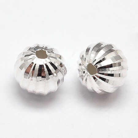 Fancy Cut Faceted Round 925 Sterling Silver Beads STER-F012-07D-1