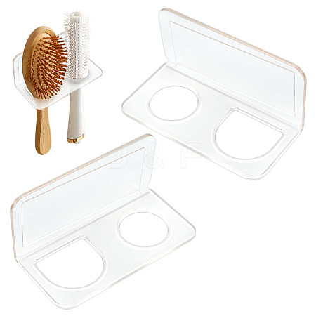 2-Slot Rectangle Acrylic Wall Mounted Comb Organizer Holder for Bathroom ODIS-WH0043-218A-1