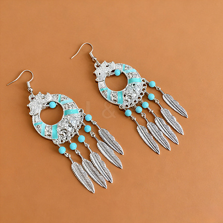 Ethnic Style Alloy & Resin Tassel Chandelier Earrings for Women WG9E5ED-02-1