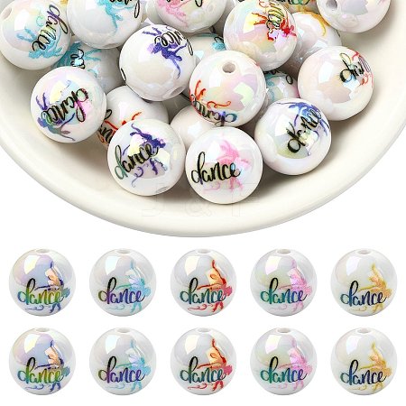 30Pcs 5 Styles UV Plating Iridescent Acrylic Beads OACR-SZ0001-91-1
