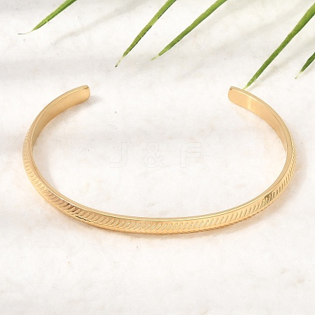 304 Stainless Steel Textured Open Cuff Bangles for Women SA-CBAC920-11G-1