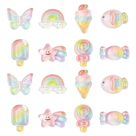 48Pcs 8 Styles Transparent Resin Cabochons RESI-CJ0004-79-1