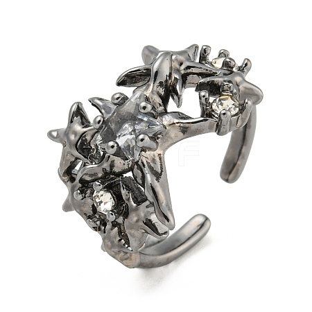 Star Zinc Alloy Open Cuff Ring RJEW-Z048-01B-04-1