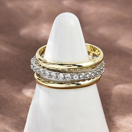 Brass Micro Pave Cubic Zirconia Finger Rings RJEW-D325-01PG-10-1