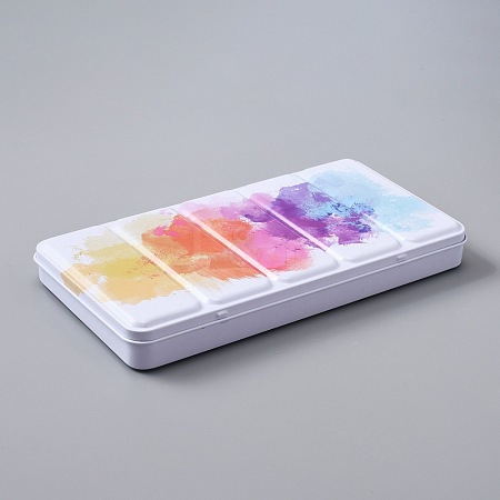 Empty Watercolor Paint Palette Tinplate Box AJEW-WH0248-93-1