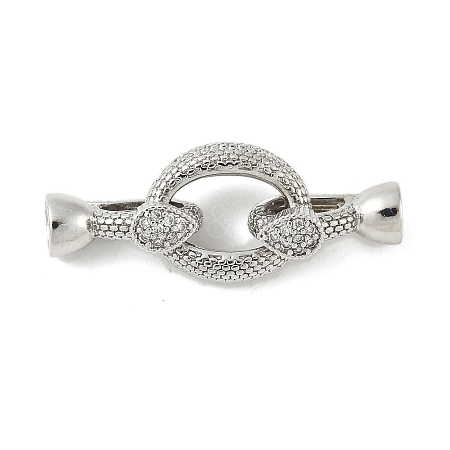 Brass Micro Pave Clear Cubic Zirconia Fold Over Clasps KK-M326-01P-1