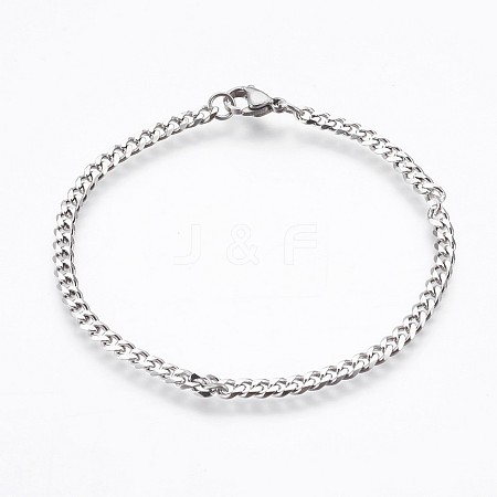 304 Stainless Steel Curb Chain Bracelets BJEW-P236-12P-1