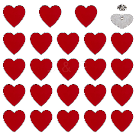 24Pcs Heart Enamel Pins JEWB-FG0001-63-1