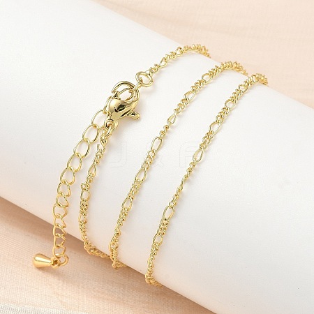 2MM Brass Figaro Chain Necklaces NJEW-P339-08G-1