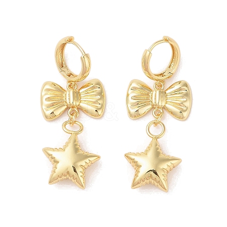 Bowknot Brass Hoop Earrings for Women EJEW-S231-03G-01-1