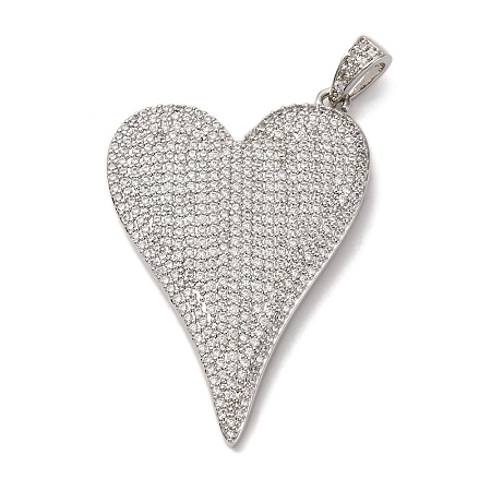 Brass Micro Pave Clear Cubic Zirconia Pendants KK-U076-17P-1