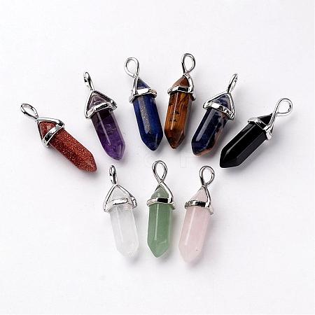 Bullet Natural & Synthetic Mixed Stone Pointed Pendants G-E332-A-1