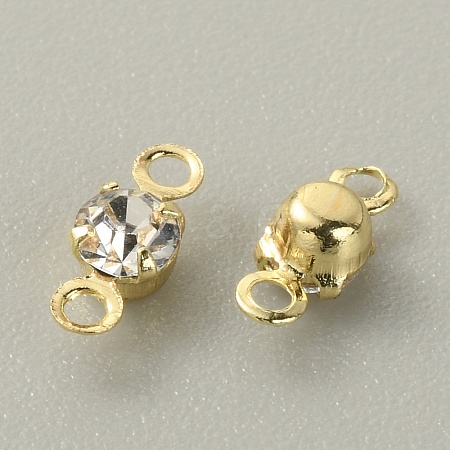 Brass Clear Cubic Zirconia Connector Charms RB-WH0005-002A-KCG-1