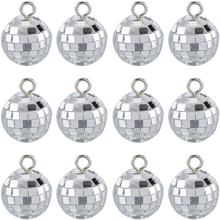 SUNNYCLUE 24Pcs Mirror Ball Reflective Ball Pendants AJEW-SC0002-62-1