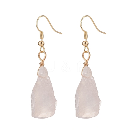 Natural Rose Quartz Irregular Nuggets Dangle Earrings EJEW-JE05018-02-1