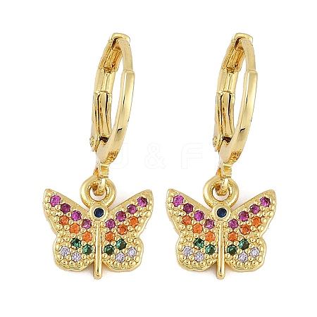 Brass Micro Pave Cubic Zirconia Hoop Earrings for Women EJEW-B067-01G-04-1