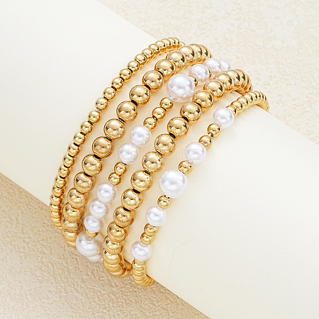 5Pcs CCB Round Beaded Stretch Bracelets WGF8C34-09-1