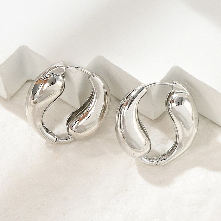 Brass Hoop Earrings for Women LS-EJEW-U041-09P-1