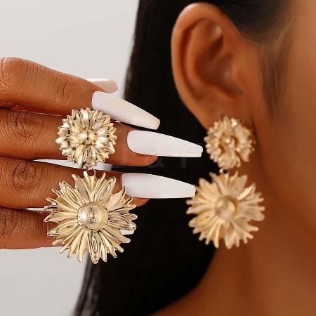 Alloy Dangle Stud Earrings WG24519-07-1