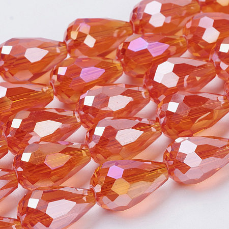 Electroplate Glass Beads Strands X-EGLA-D015-15x10mm-16-1