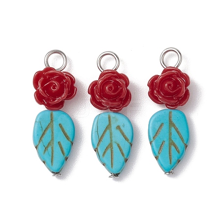 Dyed Synthetic Turquoise & Opaque Resin Pendants PALLOY-JF02713-1