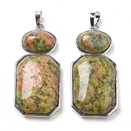 Natural Unakite Human Body Shaped Pendants G-P552-03P-06-1