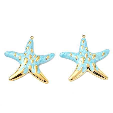 Ocean 304 Stainless Steel Enamel Pendants STAS-T076-08B-03G-1