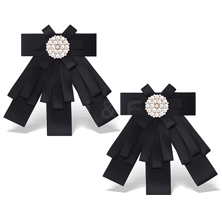 Bowknot Satin Rhinestone Brooches JEWB-WH0020-045-1