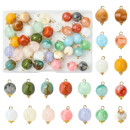 38Pcs 19 Colors Acrylic Pendants MACR-FS0001-80-1