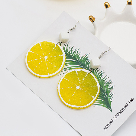 Lemon Acrylic Dangle Earrings FS-WG6C57C-02-1