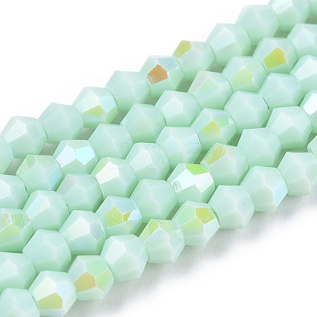 Opaque Solid Color Electroplate Glass Beads Strands X-EGLA-A039-P2mm-L20-1