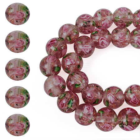 1 Strand Handmade Glod Sand Lampwork Beads Strands LAMP-TA0002-09B-1