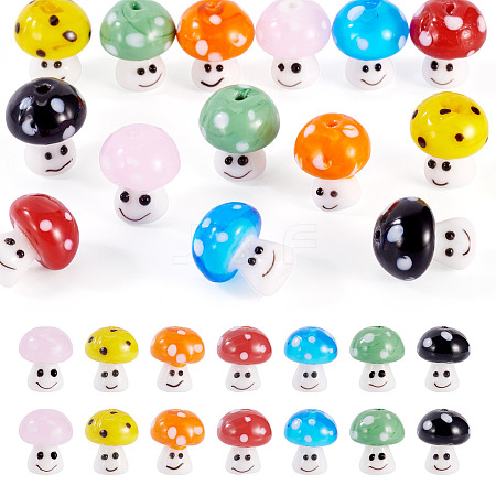 14Pcs 7 Colors Handmade Lampwork Beads LAMP-TA0001-89-1