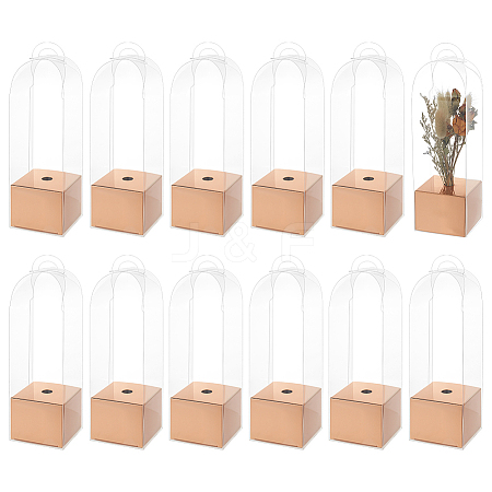 12Pcs Plastic & Paper Single Flower Storage Boxes CON-BC0007-98-1