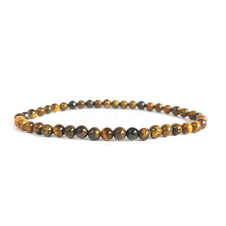 4mm Round Natural Tiger Eye Beads Bracelet for Men KG3069-34-1