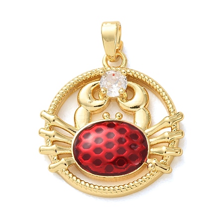 Brass Micro Pave Clear Cubic Zirconia Pendants KK-C264-11B-G-1