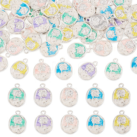 50Pcs 5 Colors Alloy Pendants ENAM-TA0003-93P-1
