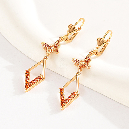 Fashionable Classic Copper Tassel Leverback Earrings with Zircon Stones WS8676-1