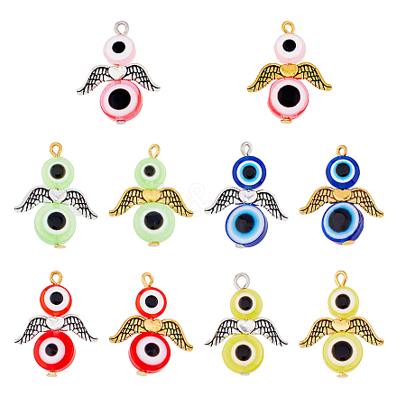 SUPERFINDINGS 5 Sets Evil Eye Resin Bead Pendants FIND-FH0009-10-1