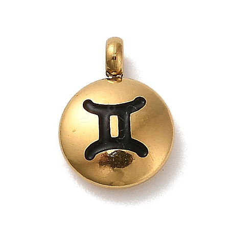304 Stainless Steel Black Enamel Charms LS-STAS-R009-02G-09-1