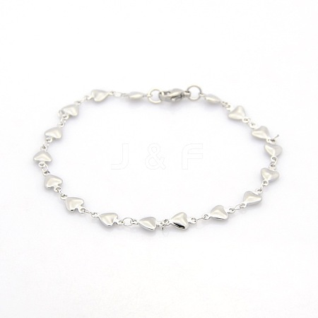 Tarnish Resistant Casual Style 304 Stainless Steel Heart Link Chain Bracelets LS-STAS-O036-05P-1