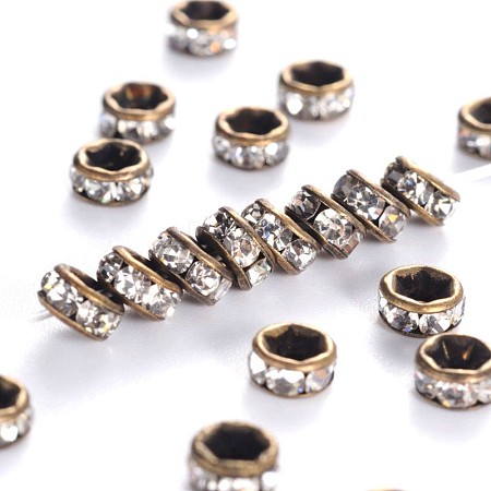Brass Rhinestone Spacer Beads X-RB-A014-Z4mm-01AB-NF-1