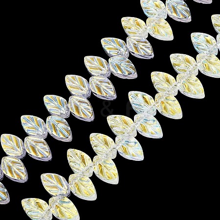 Electroplate Transparent Glass Beads Strands EGLA-N056-03A-01-1