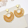 Flat Round 304 Stainless Steel Glass Seed Beads Dangle Stud Earrings FS-WG93AED-03-1