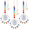 3Pcs Sunflower Copper Wire Glass Hanging Suncatchers HJEW-SP00011-1