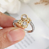 Flat Round Brass Micro Pave Clear Cubic Zirconia Finger Rings FS-WGBC030-01-4
