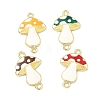 Autumn Brass Enamel Mushroom Links Connector Charms KK-K417-03A-G-1