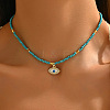 Glass and CCB Plastic Beaded Alloy Pendant Necklace FS-WG08D0F-07-1-1